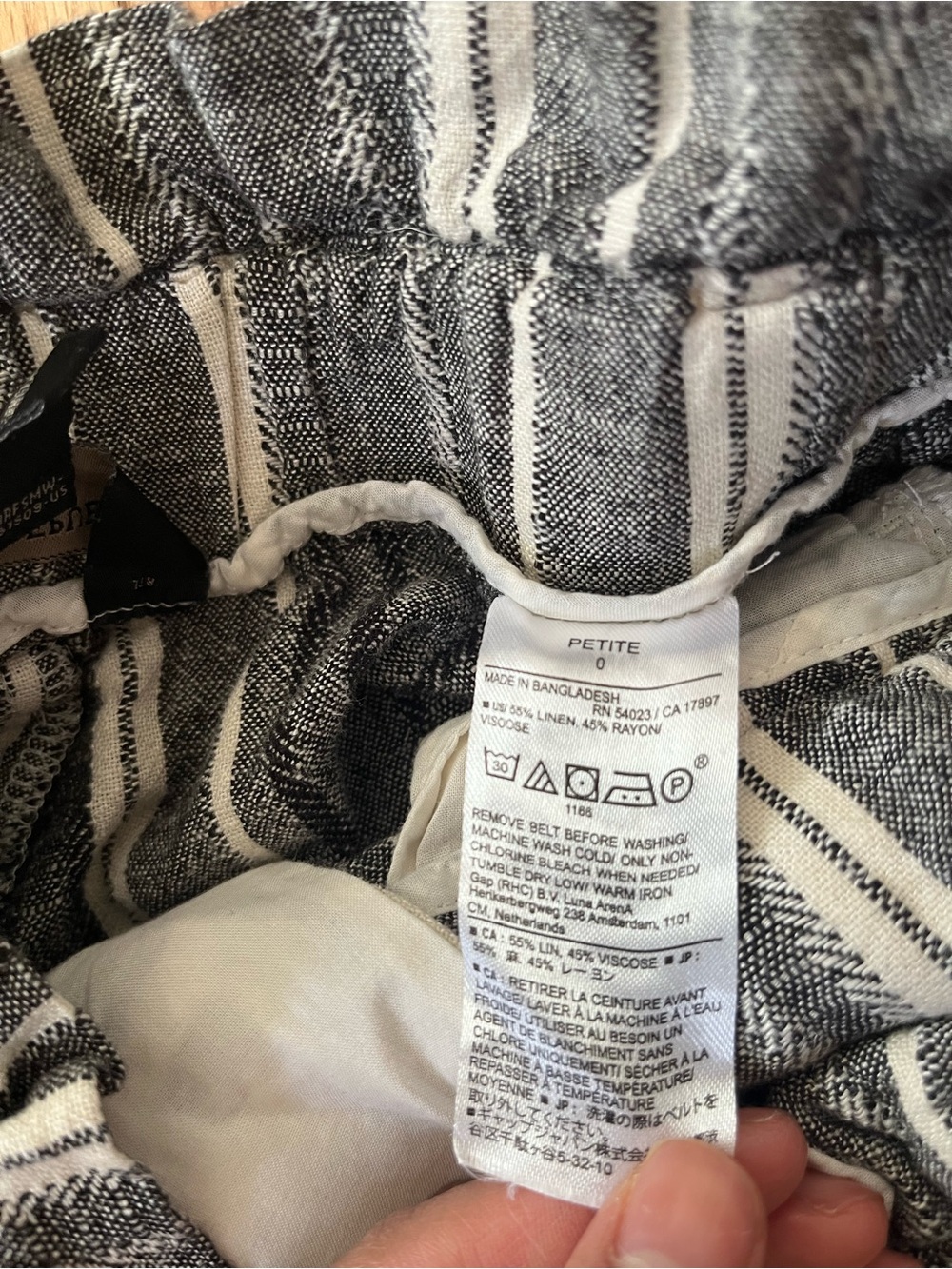 Banana Republic Black and White Striped Linen Wide Leg Pants 0 Euro Summer Beach - Picture 4 of 9